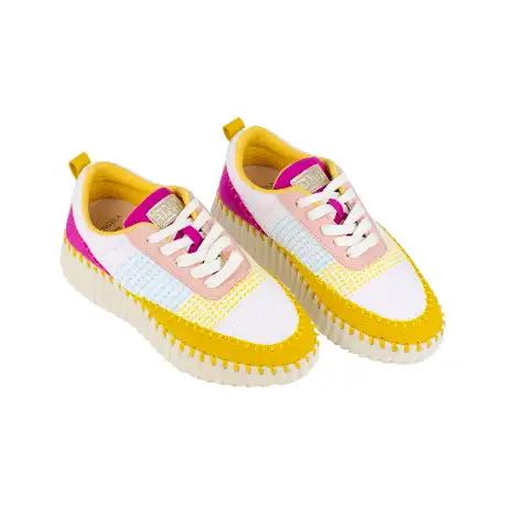 Deportivos Casual Mujer Amarillo y Naranja Cosido Combinado DAngela DOG26021