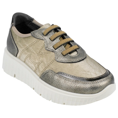 Zapatilla Casual Bronce Elásticos Plataforma Plantilla Extraíble Mysoft 25M633