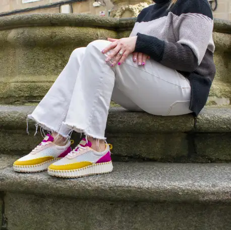 Deportivos Casual Mujer Amarillo y Naranja Cosido Combinado DAngela DOG26021 7 Deportivos Casual Mujer Amarillo y Naranja Cosido Combinado DAngela DOG26021 - Imagen 7