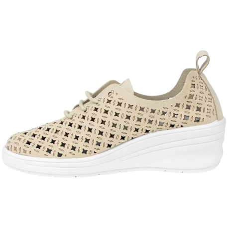 Zapatillas de Vestir con Cuña para Mujer en Tela Calada Color Beige - Flossy 8300 4 Zapatillas de Vestir con Cuña para Mujer en Tela Calada Color Beige - Flossy 8300 - Imagen 4