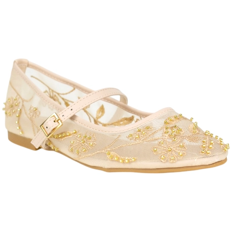Merceditas de Malla Bordada con Pedrería para Mujer - Ideal Shoes 2277