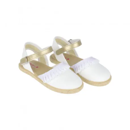 Zapatillas de Esparto Blanca y Beis con Pulsera Michu 8038