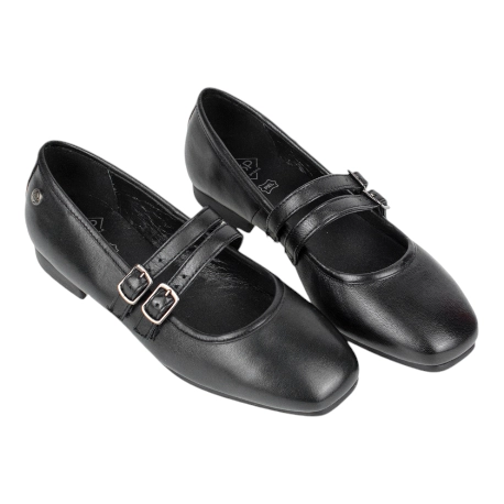 Merceditas Mujer Piel Negra Tacón Bajo y Hebilla - Top3 SA24697 3 Merceditas Mujer Piel Negra Tacón Bajo y Hebilla - Top3 SA24697 - Imagen 3