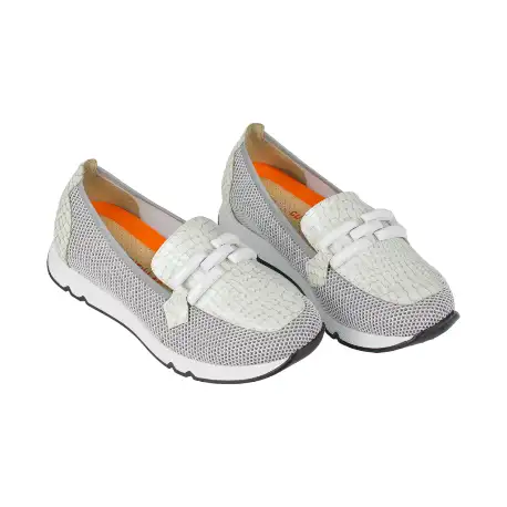 Zapato Doctor Cutillas tipo Mocasín Mujer Verano Blanco y Camel Estribo Plantilla Extraible 82555