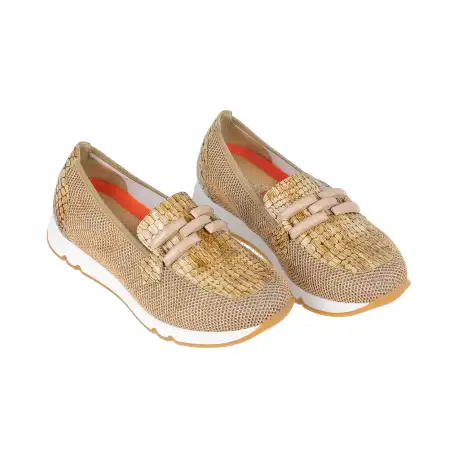 Zapato Doctor Cutillas tipo Mocasín Mujer Verano Blanco y Camel Estribo Plantilla Extraible 82555