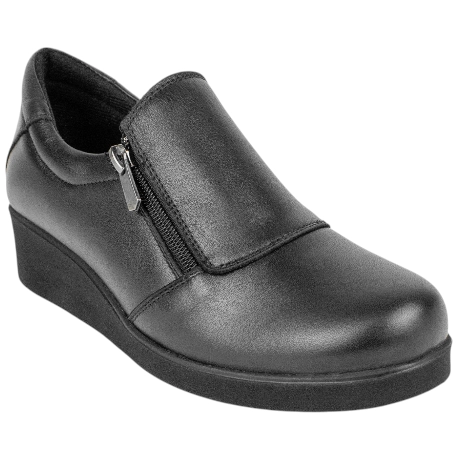 Zapato Confort Piel Negro Cremallera Lateral Cuña Media Vicmart 857-5