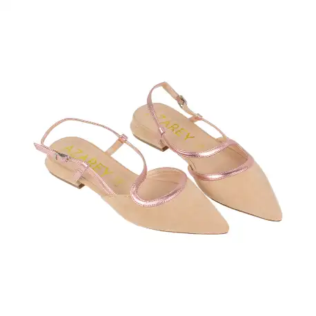 Zapato de Salón Destalonado Rosa y Negro Antelina y Metalizado Azarey 574H349